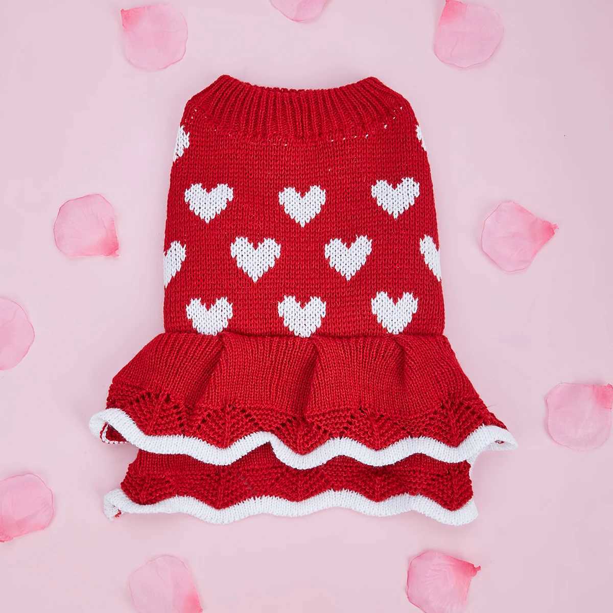 Dog Sweater Dog Heart Sweater Dress Warm Dog Sweaters Knitwear Vest Turtleneck Pullover Dog Coat for Small Medium Dogs Puppies M251208