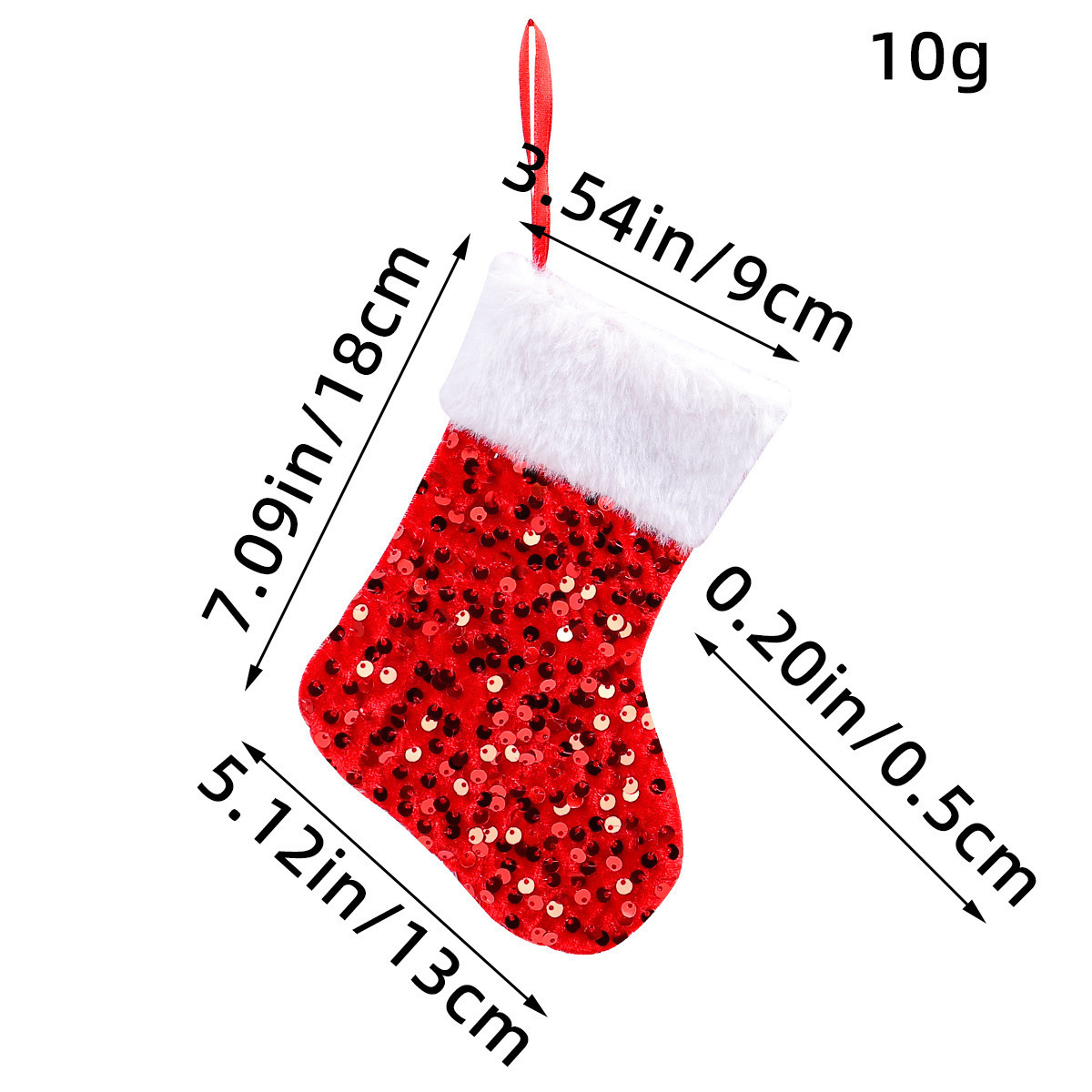 glitter plush white border glitter Christmas socks decoration Christmas tree candy bag pendant Christmas gift bag 251013