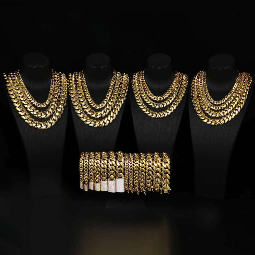 Jewelry Wholesale Bulk 10 Pieces/Set 10-22mm 10K 14K 18K 24K Gold Heavy Solid Miami Cuban Men's Chain Necklace