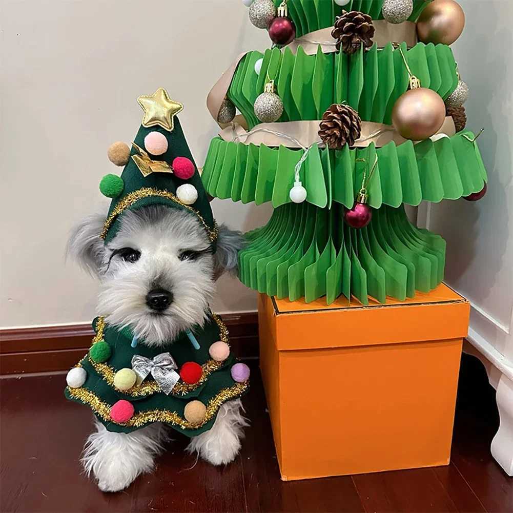 Cute Christmas Dog Cape Festive Pet Cloak Holiday Role-Play Outfit Christmas Tree Dog Dress Funny Holiday Pet Clothing M251208