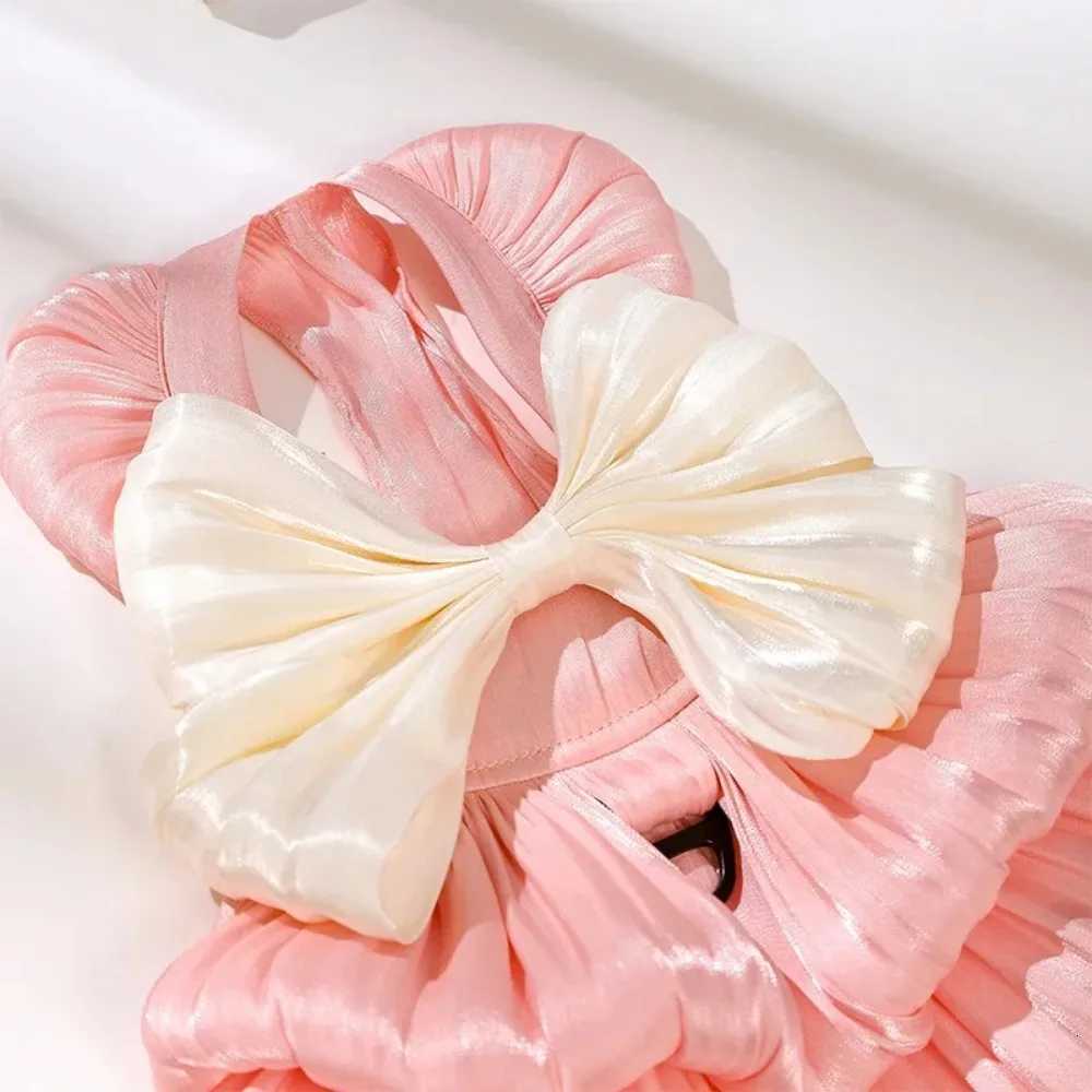Stylish Lovely Pet Princess Skirt Washable with Bowknot Shiny Pet Clothing Polyester Breathable Cat Dresses Dress Up Accessories M251208
