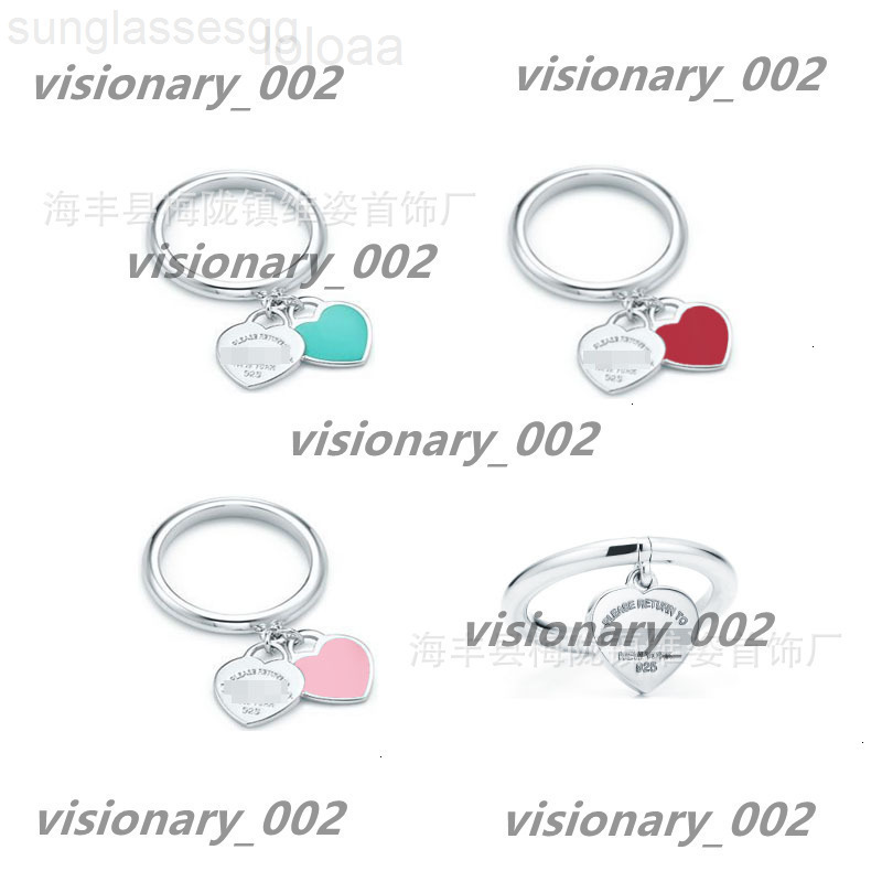 tiffamy and co Designer Jewelry High Version Double Heart Brand Love 925 Silver Droplet Enamel Ring Light Luxury Versa le Peach NW81 s 4 tiffamy tiffanyx tiffanys 0YVS