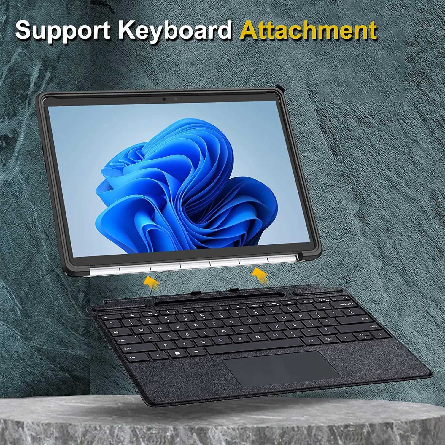 Case Cpatible with Type Cover Keyboard for Surface Pro 9/Pro 9 5G 2022 13Shockproof Rugged Hard Cover Clear PC Back C251208