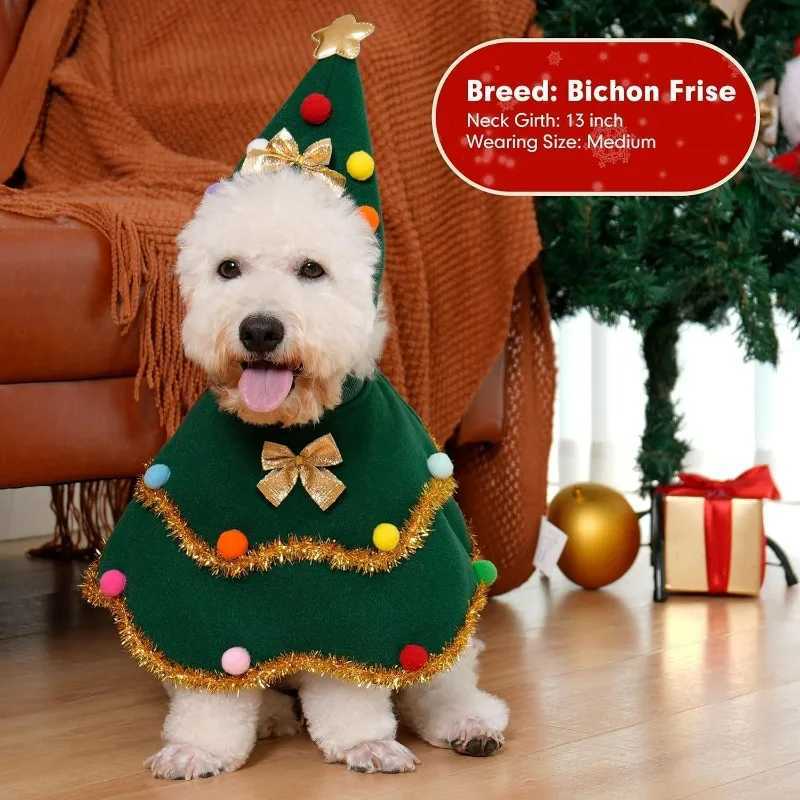 Christmas Pet Clothes Christmas Tree Pet Cape Shawl Dog Transformed Into Holiday Gifts Ropa Para Perro Puppy Clothes M251208