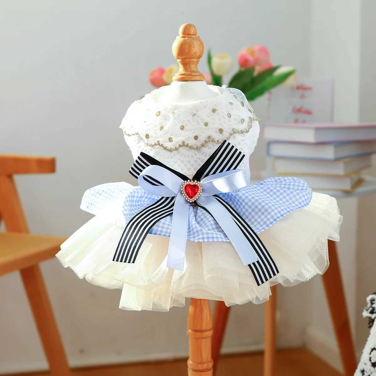 Small Puppy Dog Summer Cute Dress with Know Bot Dog Dress Wedding Party Birthday Dress M251208