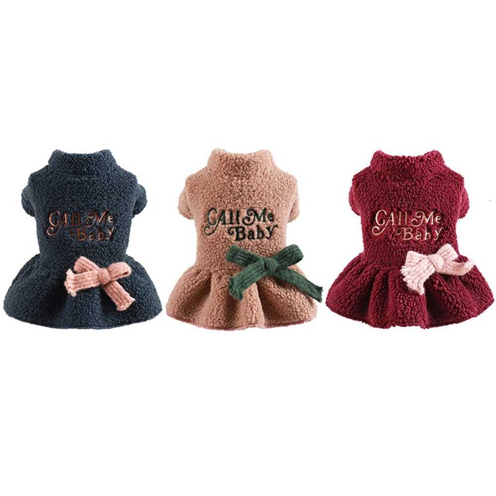 Pet Dog Clothes Winter Thicken Princess Skirt Bowknot Dress For Small Puppy Dog Cat Chihuahua Yorkie Pet Apparel M251208