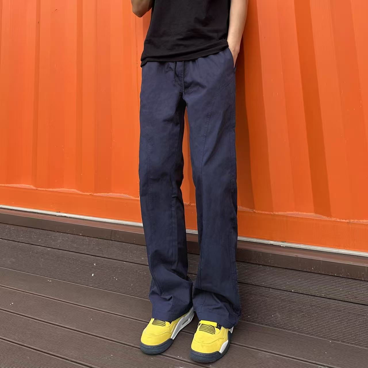 Men's casual sweatpants, slim-fitting straight-leg loose cargo pants