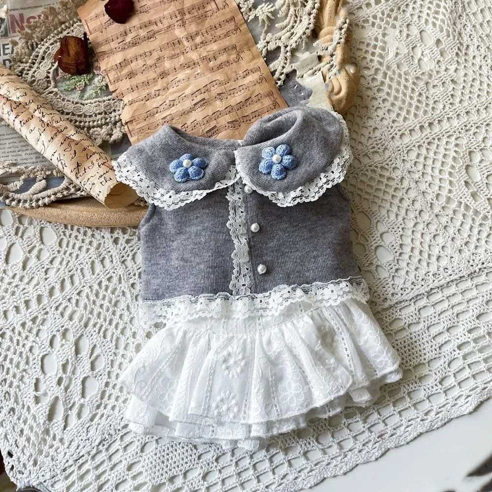Pet Spring and Autumn Lace Splicing Skirt Schnauzer Shirt Cat Dress Dog Dresses for Small Dogs Puppy Clothes M251208
