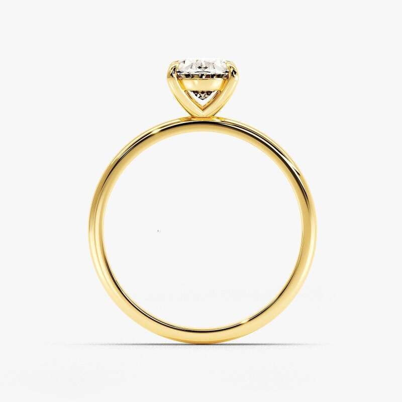 Ring Oval Moissanite for Women Four Prong Simple Gold-Plated Live Streaming Source S925 Sterling Silver Egg-Shaped Rings