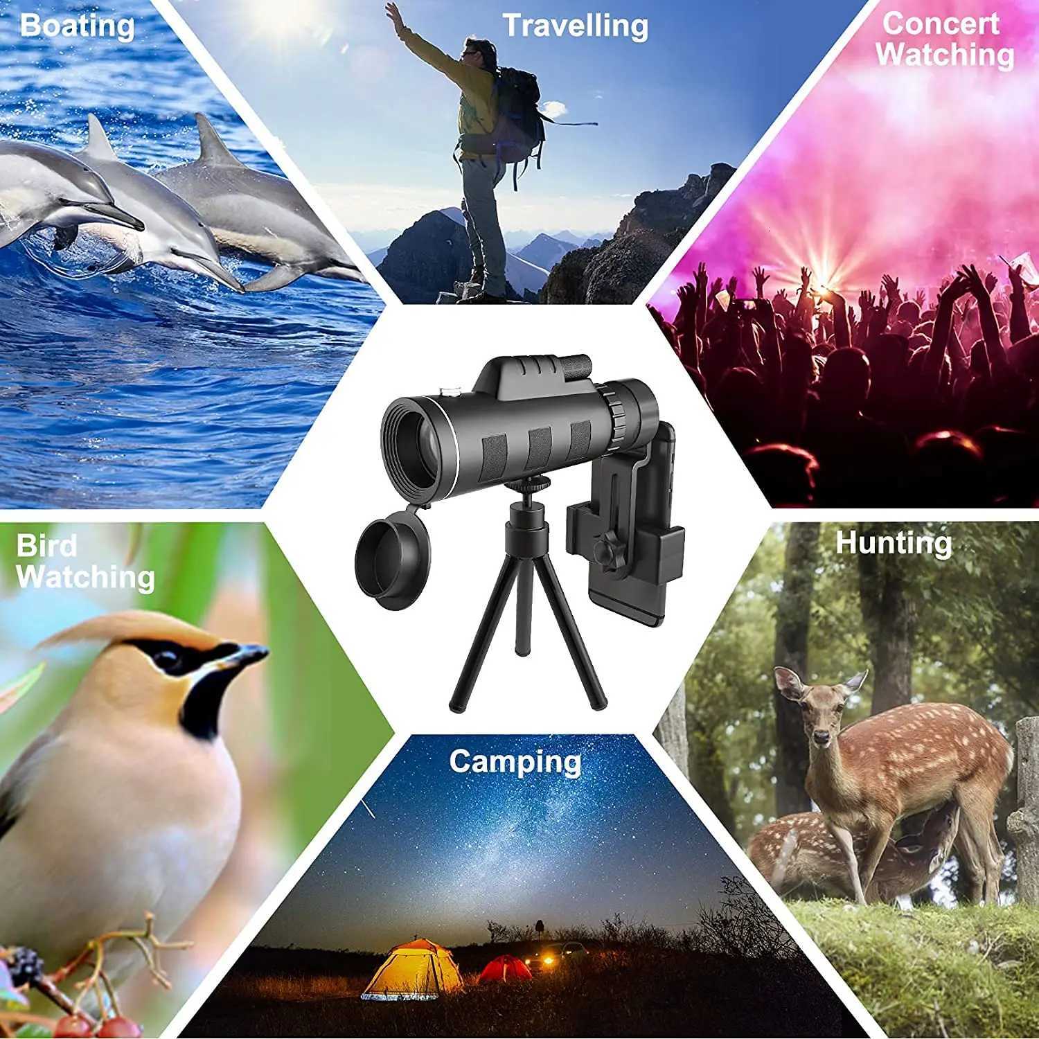 40X60 Telescope Professional Monocar Powerf Bino HD Pocket Telescope with Tripod Ideal for Travel Holiday C251208