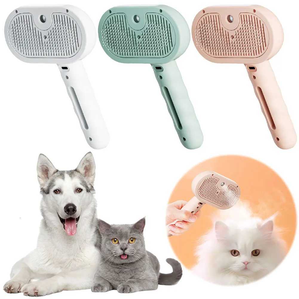 3 in 1 Cat Steam Brush with Release Button Cat Grooming Brush Rechargeable Pet Hair Cleaning Brush Comb for Shedding Grooming M251208
