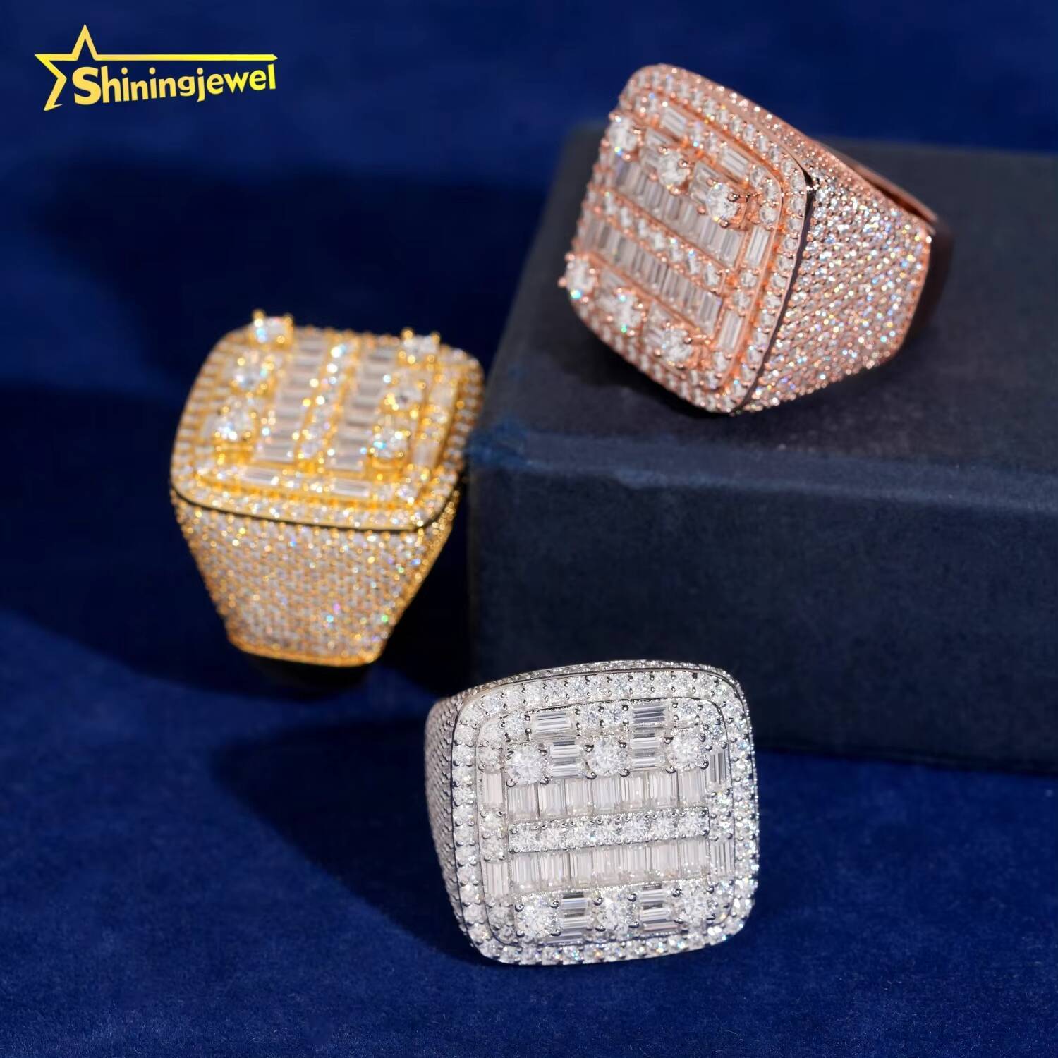 Hip Hop Rapper Style Iced Out Top Quality 925 Silver GRA Certificate Hip Hop Moissanite Ring for Men
