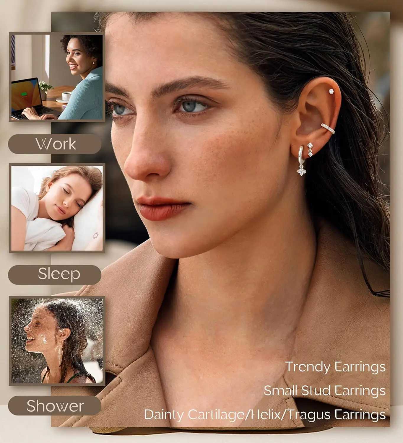 Bobisty 1pc Earrings for Sensitive Ears Surgical Stainless Steel Earrings for Women Dainty Flat Back Earring Stud Hoop Cartilage J251208