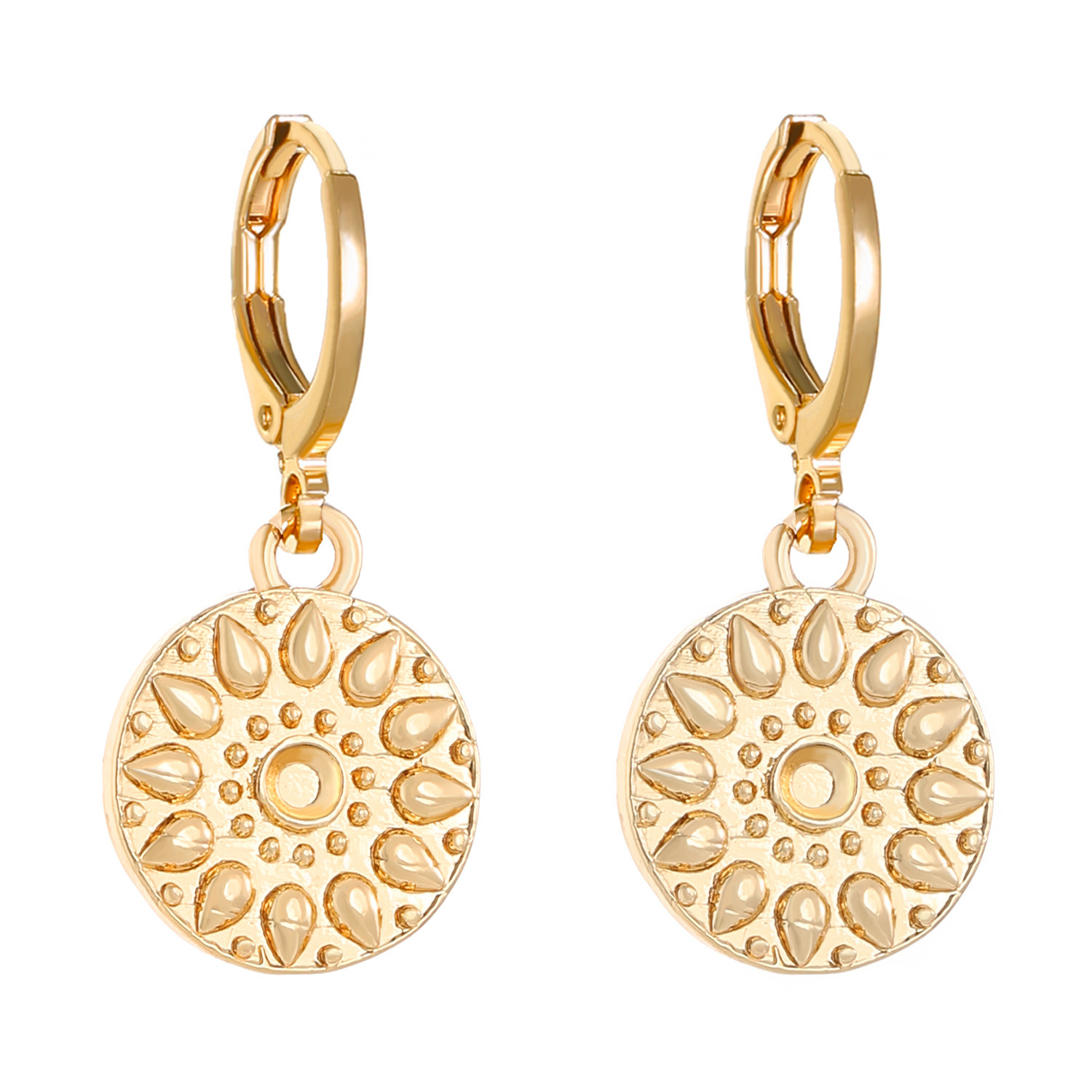 New Small Sun luxury Earrings For Women, Ins Style, Three-Dimensional Carved free shipping Round Clips, Ethnic Style designer Ear Jewelry