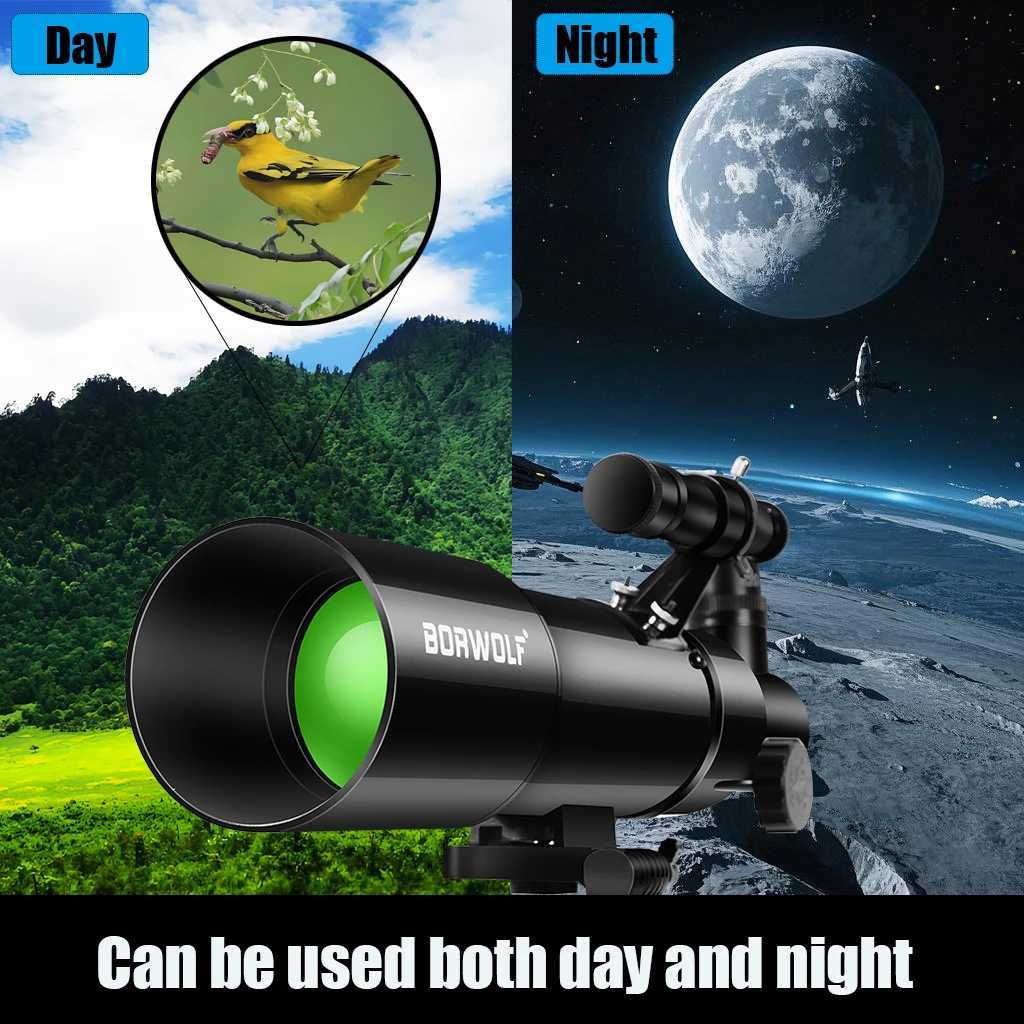 BORWOLF AZ80400 Astrony Telescopes for Adts 80mm Aperture 400mm AZ Mount 200X HD for Moon Stargazing and Bird Watching C251208