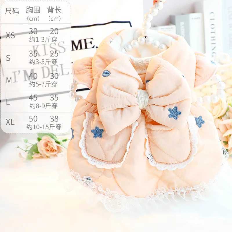 Winter Thick Cotton Pet Clothes Embroidered Dog Cat Princess Dress With Bows For Small Dog Bichon Teddy Schnauzer Outfit Clothes M251208