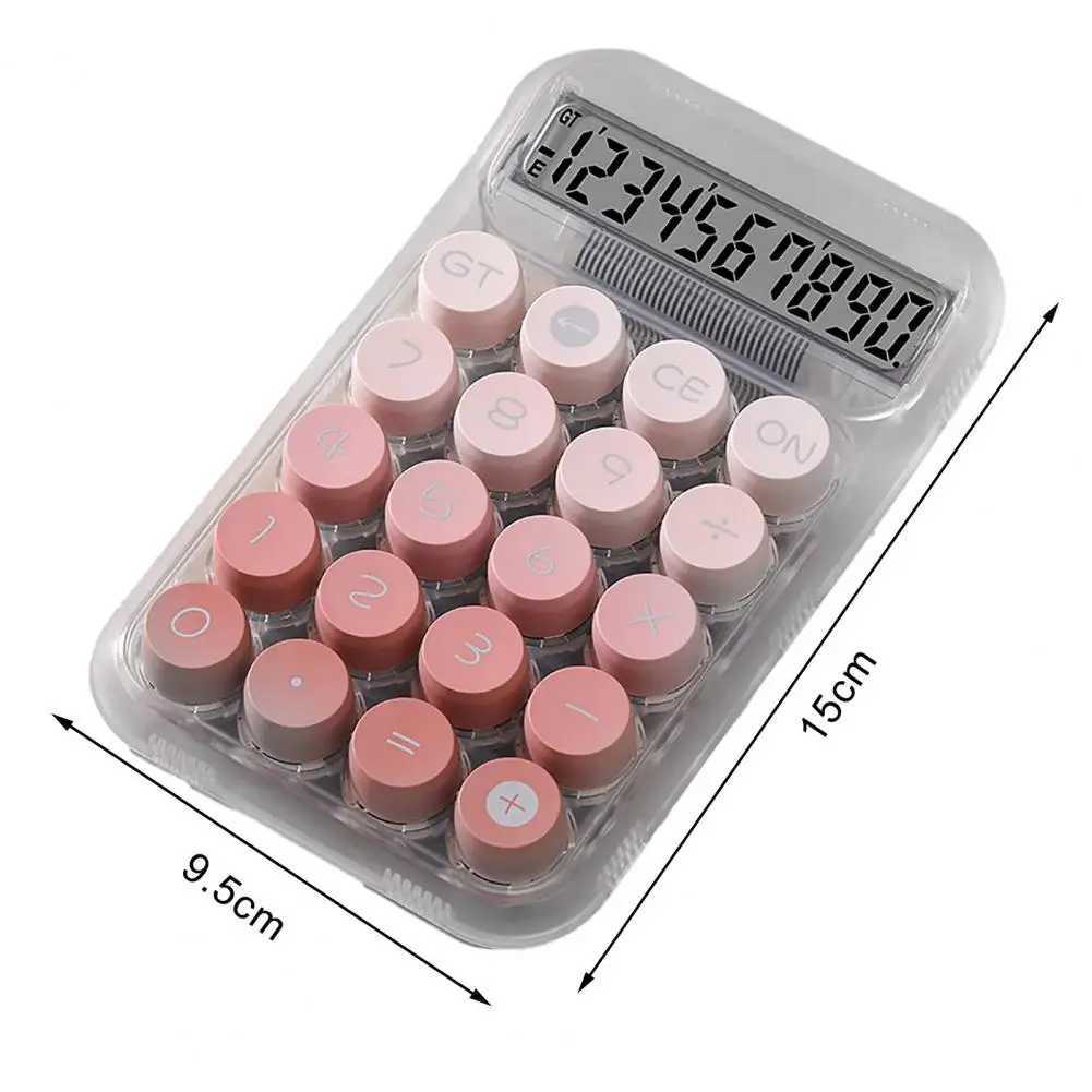 Gradient Colour Desktop Calcator Cute 12 Digit Large LCD Display Round Button Mechanical Keyboard Countertop Off Calcator H251208