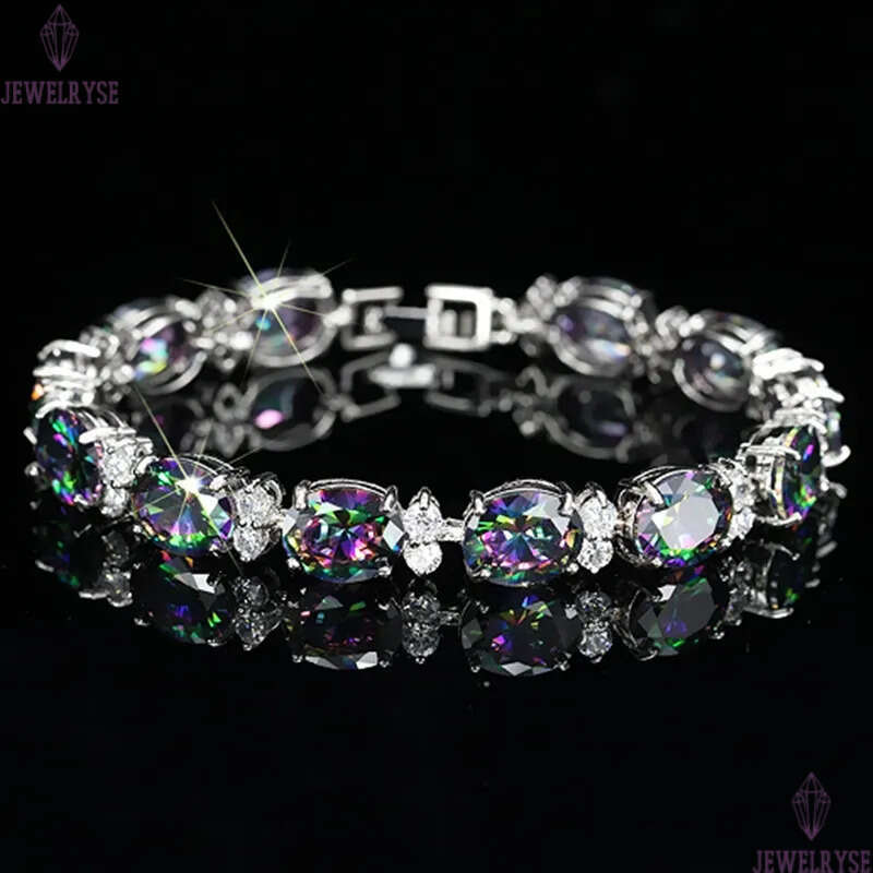 colorful tennis bracelet designer for woman iced out chain bracelets AAA cubic zirconia copper silver plated diamond chains bangles womens lady luxury