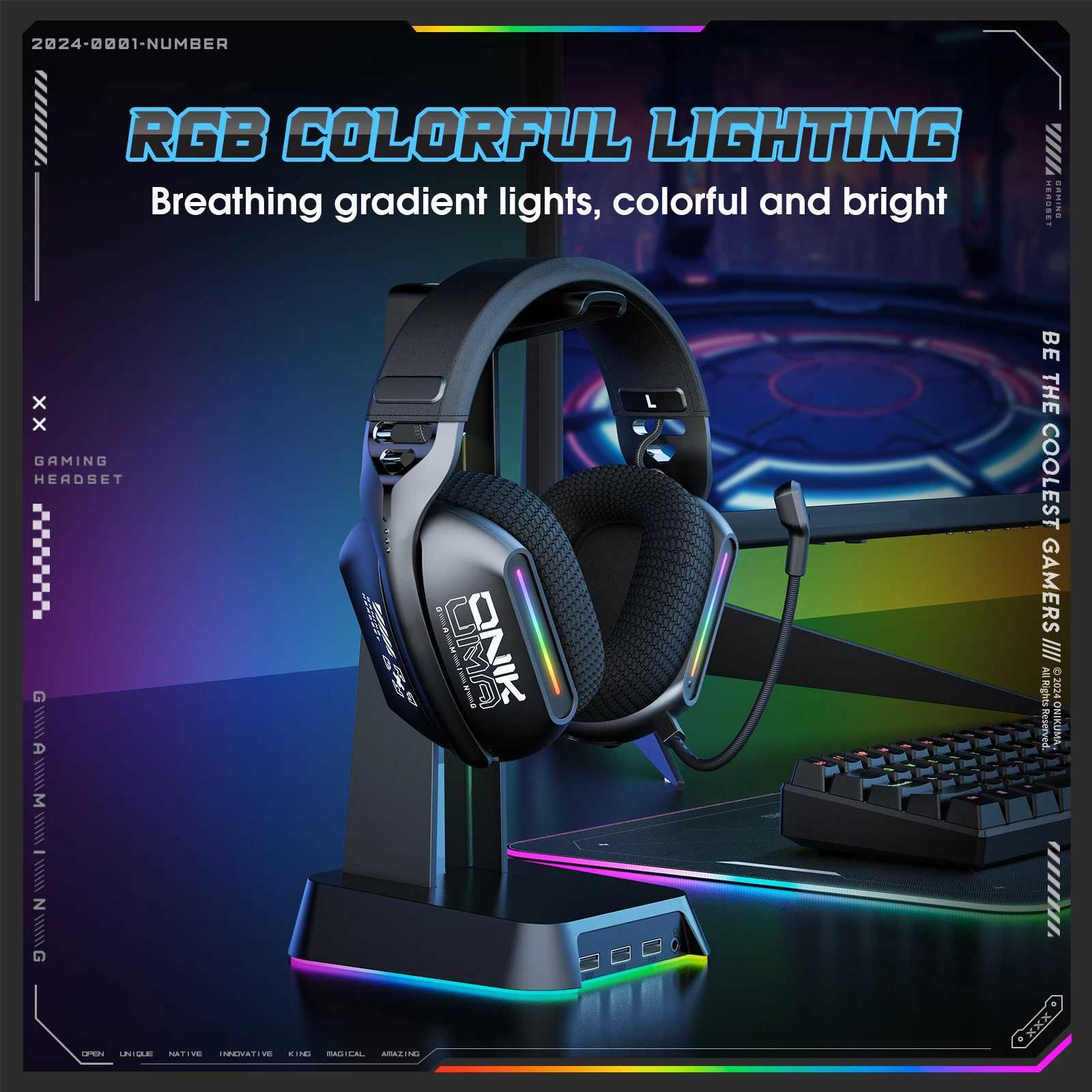 Onikuma Gt808 Three Mode with Mic E-Sports Wireless Gaming Headset Rgb Lighting Supports 53 / 24g / Aux 35mm M251208
