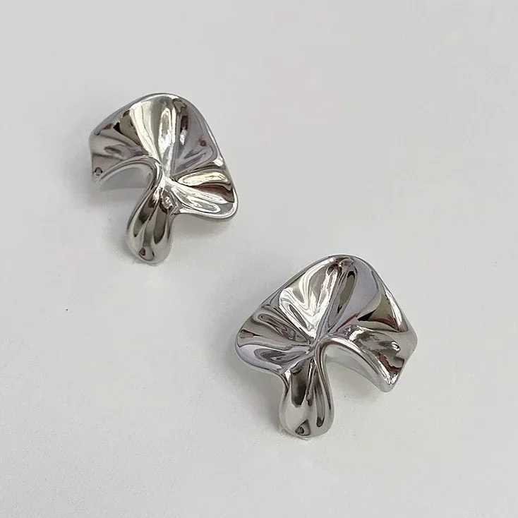 Real 925 Sterling Silver Wrinkled Flower Stud Earring for Women Minimalist Trendy Fine Jewelry Personality Plant Accessories J251208