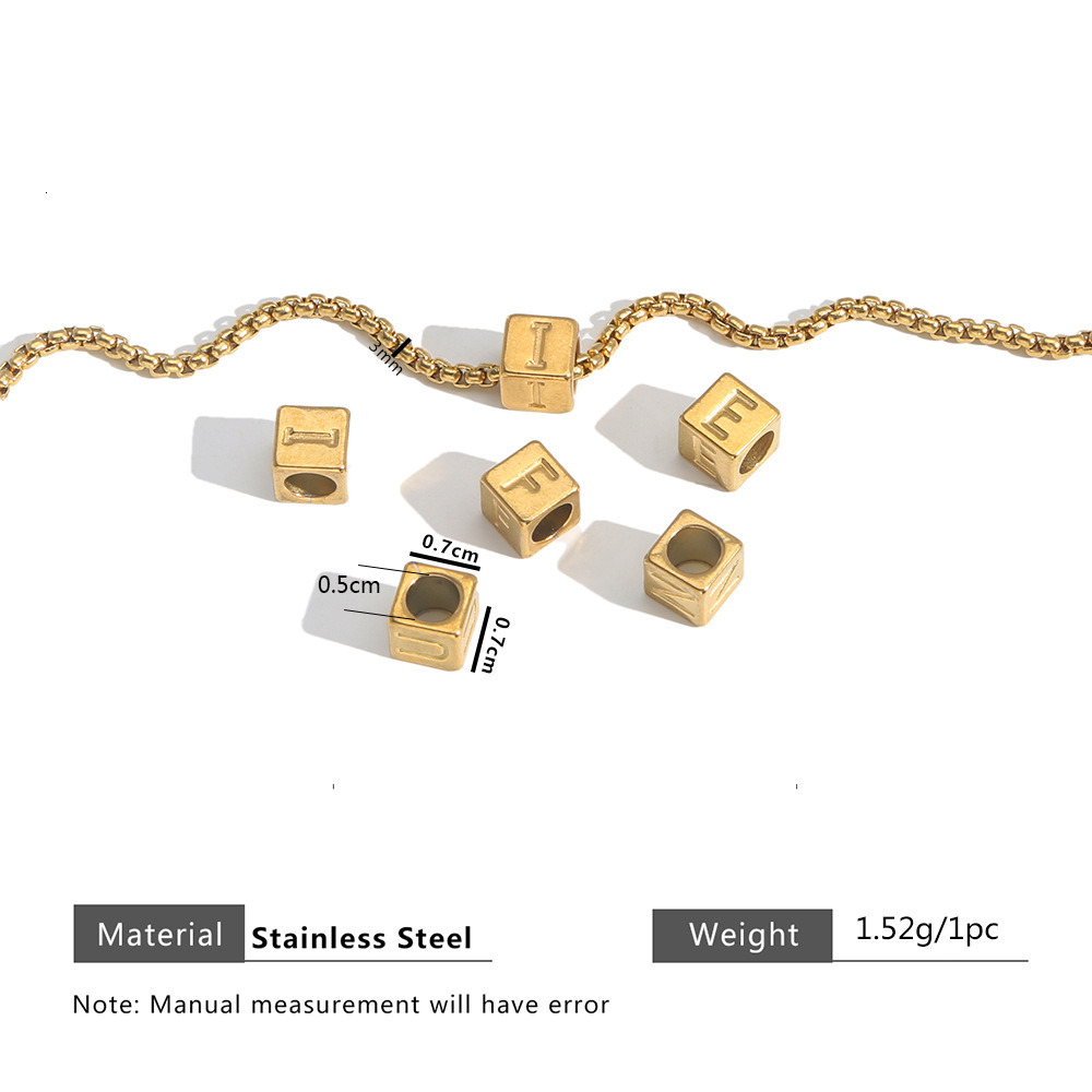 Stainless steel classic 26 letter exquisite small accessory, cute handmade DIY bracelet, large hole bead small accessory
