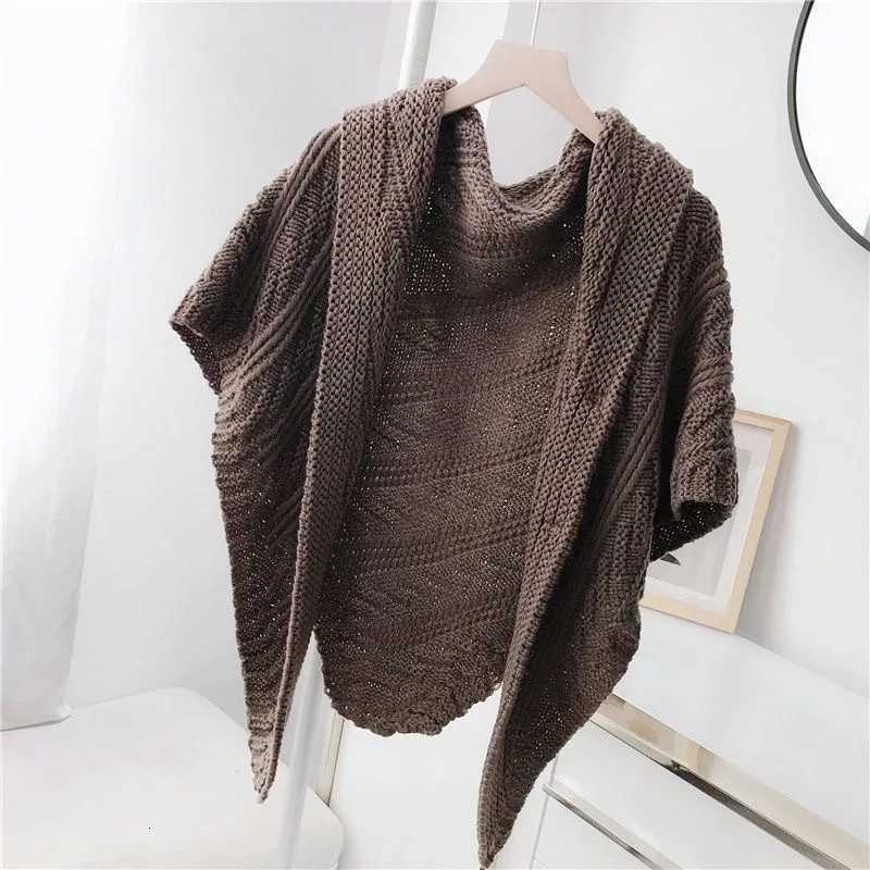 Luxury Korea Styles New Poncho Knitted Autumn Winter Triangle Scarf Wrap Warm Thick Shawl Elegant Cape Bufanda Y251208