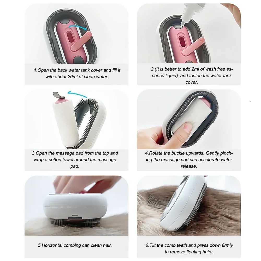 4 In 1 Pet Hair Removal Brushes with Water Tank Double Sided Dog Cat Grooming Massage Comb Cleaning Floating Hair Pet Supplies M251208 - view 6