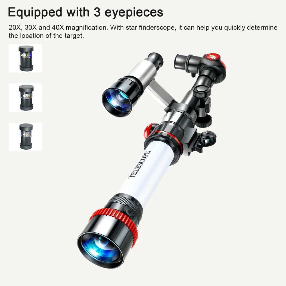 Outdoor Telescope High Clear Astronical Refracting Telescope Science Teaching Toy with 20X 30X 40X Magnification Eyepieces C251208