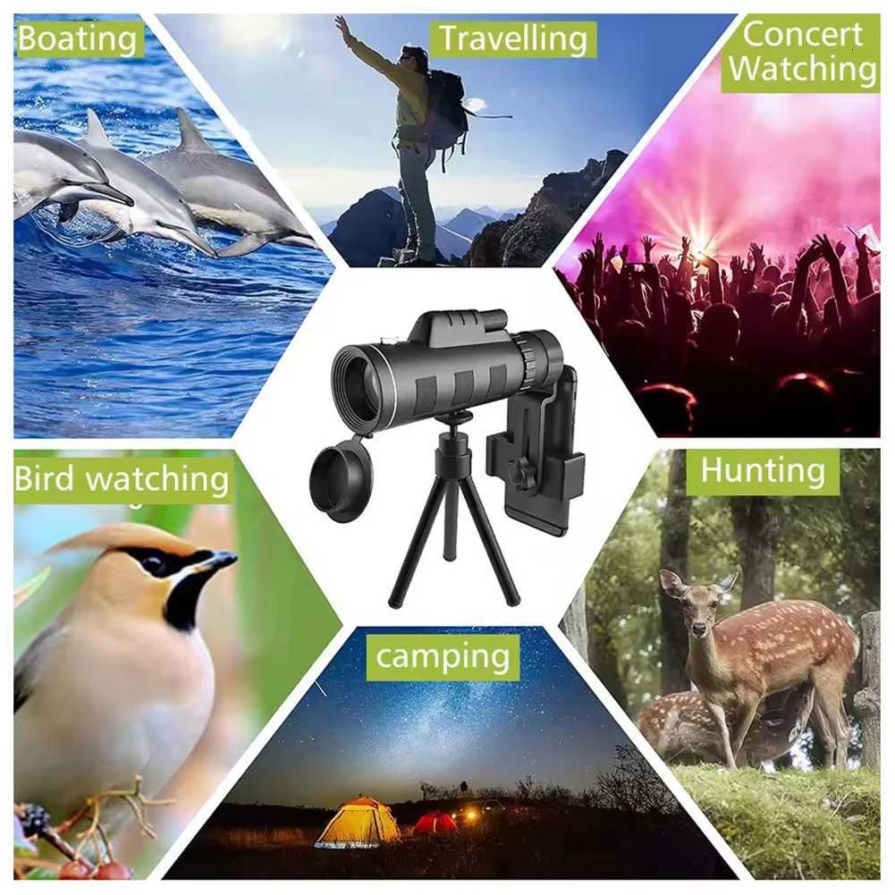 40x60 Monocar Telescopes for Adts High Power Night-Vision Telescopes Waterproof with Smartphone Adapter/Tripod C251208