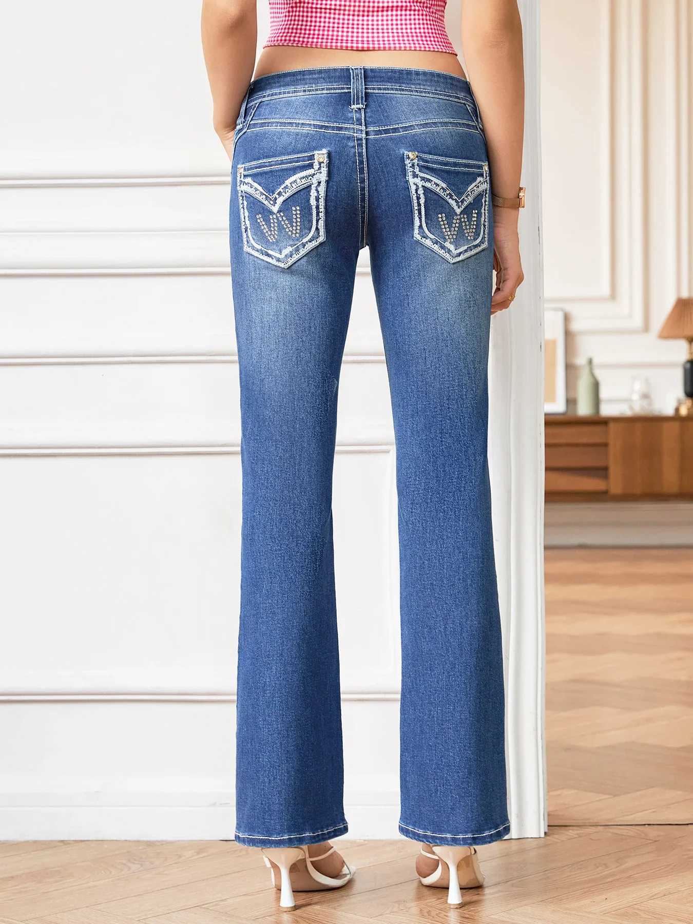 Women Elegant Retro Inspired Denim Flared Jeans Slim Shaping Pants Casual Versatile Clothing Street Festival Trendy FashionT251208