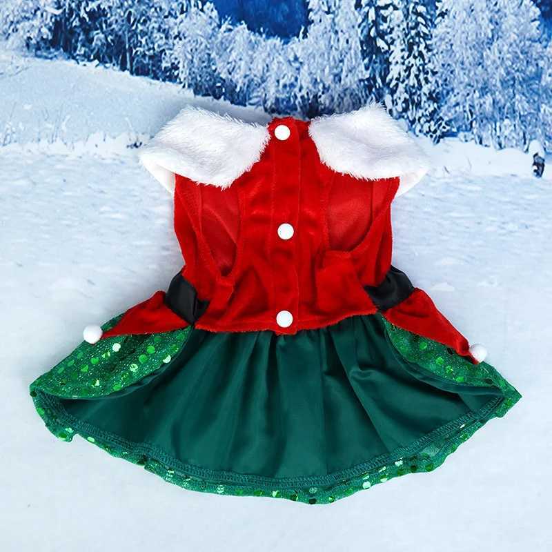 Christmas Dresses for Small Dogs Cats Fall Winter New Year Classic Red Belt Xmas Dog Clothes Puppy Outfit M251208