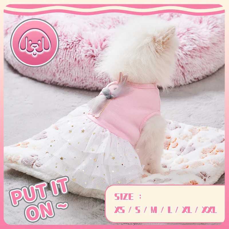 Princess Style Dog Dresses Pet Bunny Doll Skirt Cotton Pet Clothing Mesh Skirt Sweet Dog Clothes for Small Medium Dogs Pet Items M251208