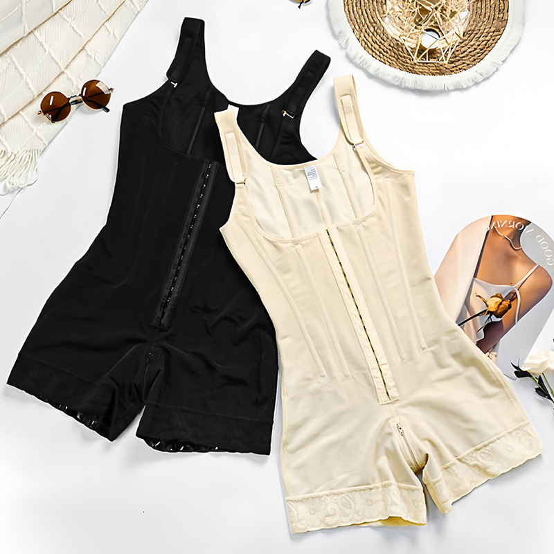 Plus Size Compression Tummy Control Full Body Shaper Women Butt Lifter Open Crotch With Zipper Shapewear Bodysuit Fajas 251022