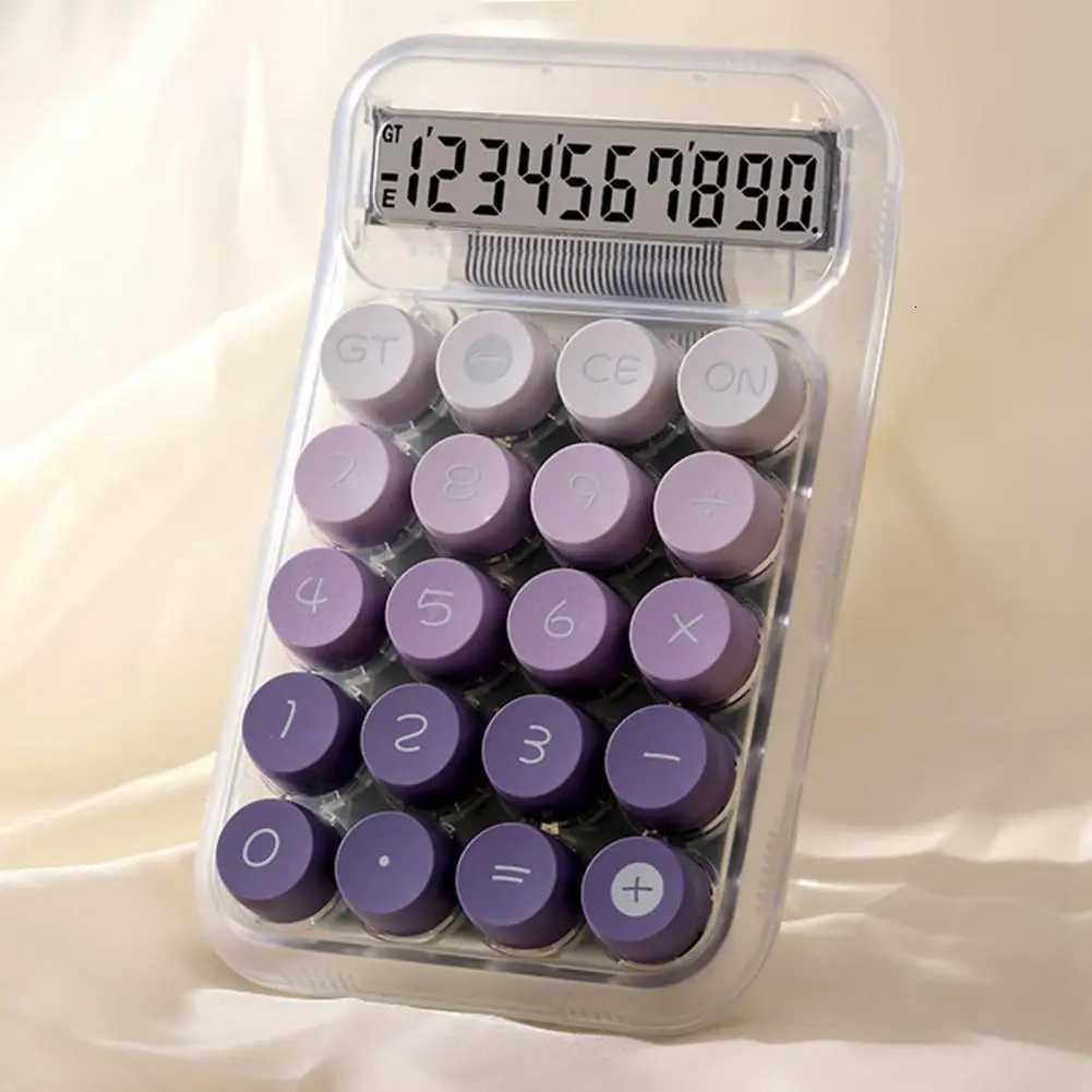 Gradient Colour Desktop Calcator Cute 12 Digit Large LCD Display Round Button Mechanical Keyboard Countertop Off Calcator H251208