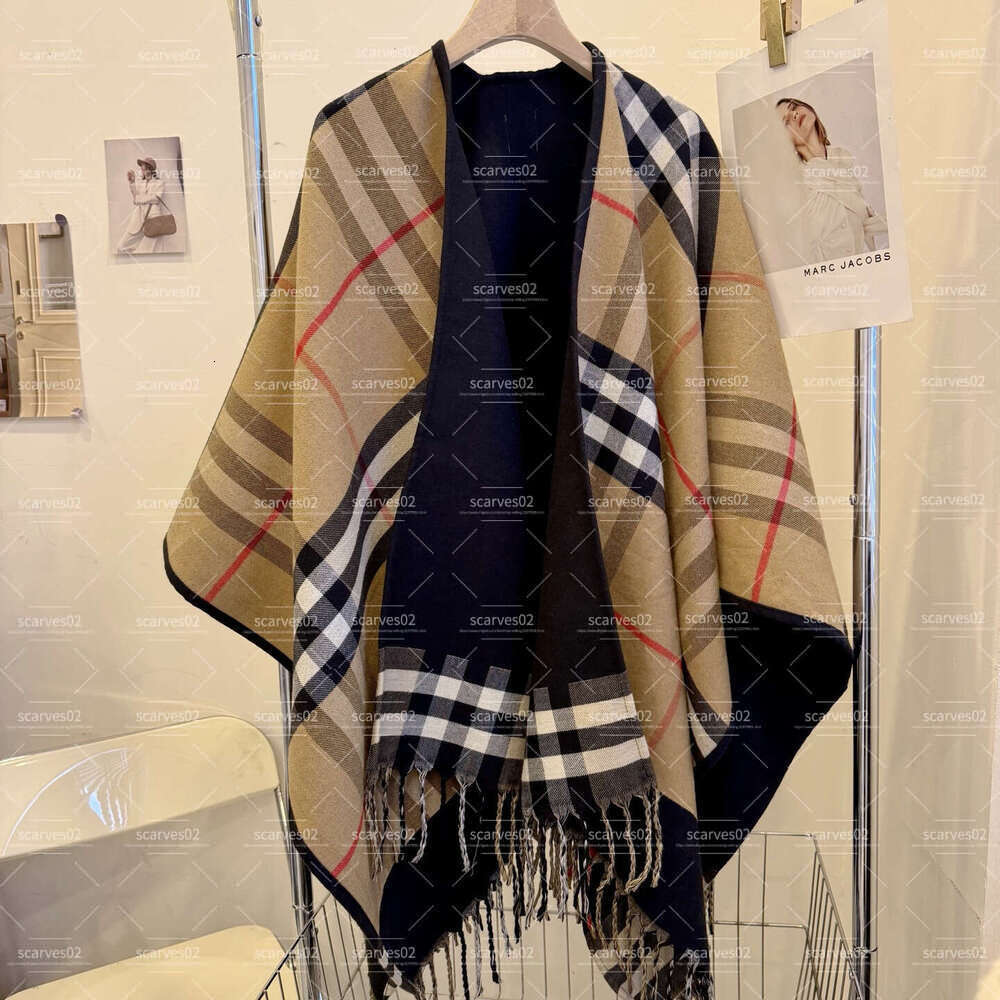 Top quality Female Scarves Autumn Winter Women Fashion Batwing Sleeve Coat Plaid Poncho Scarf Shawl