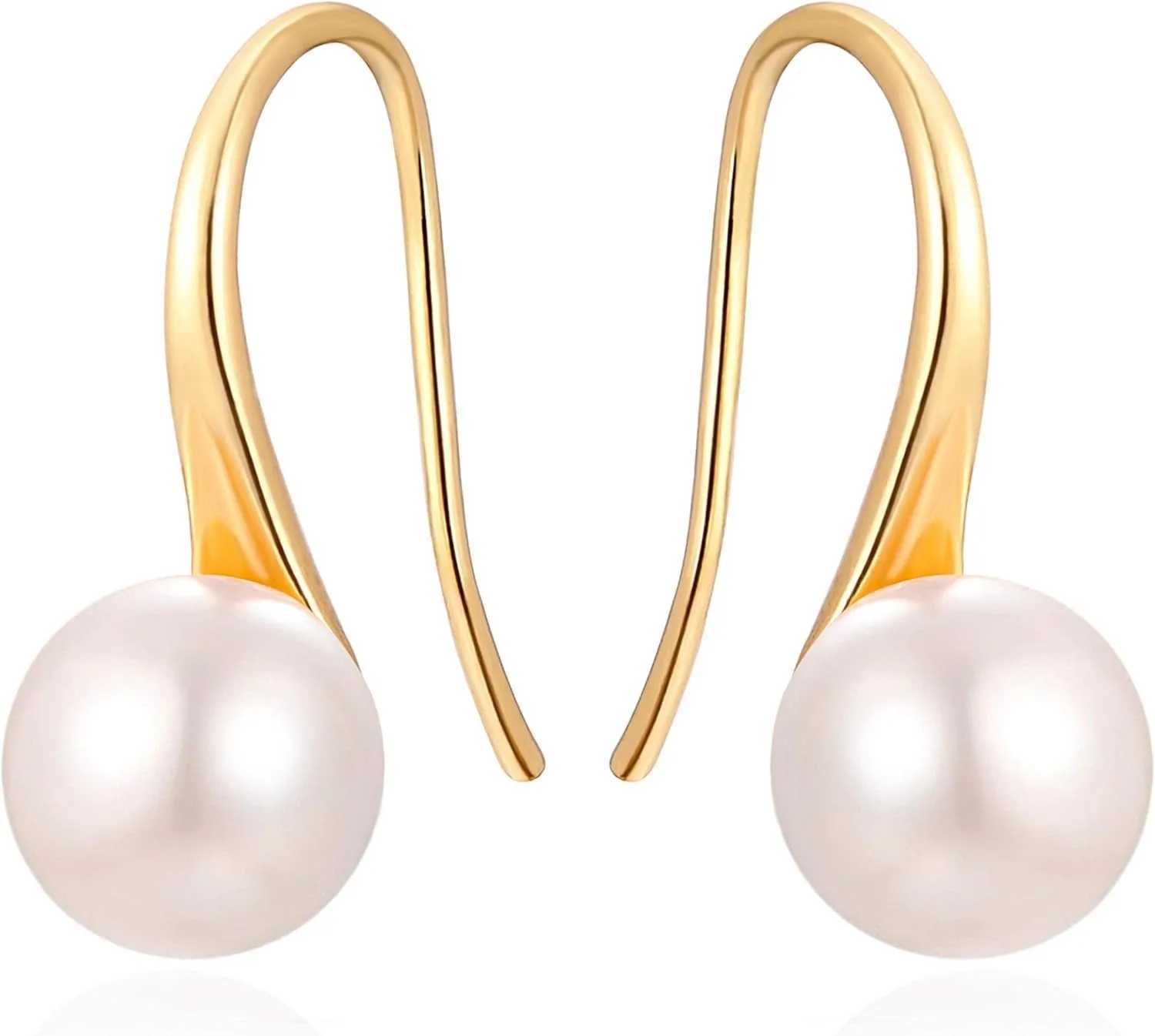 Silver Plated Gold Plated Hoop Handpicked AAA Quality White Freshwater Cultured Pearl Dangle Drop Earrings Jewelry for Women J251208