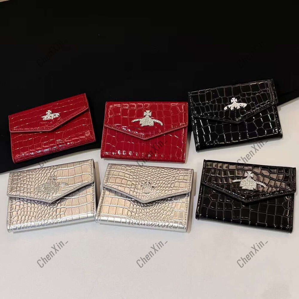 Designer wallet Luxury card holder wests woods West Queen Mother Saturn Logo Crocodile Pattern Fashion Organ Card Holder Leather Coin Purse