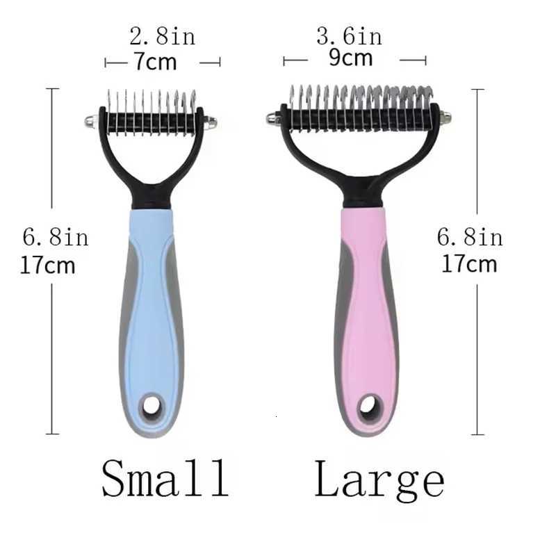 Professional Pet Deshedding Brush 2 Sided Dematting Dog And Cat Hair Remover Pet Hair Knot Cutter Dogs Grooming Shedding Supplie M251208 - view 7