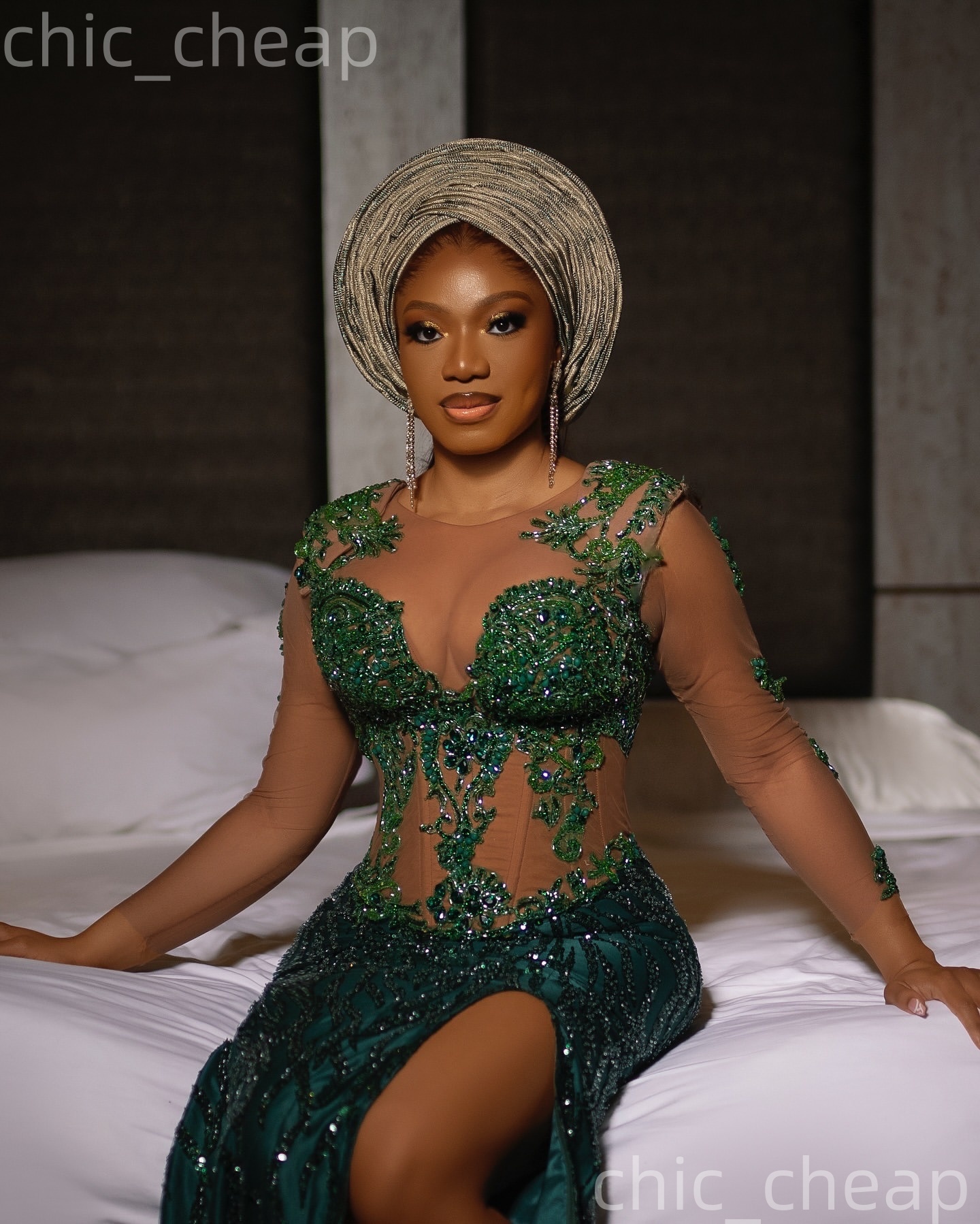 Aso Ebi Dark Green Mermaid Prom Dresses 2026 Beaded Crystals Appliques Evening Formal Party Second Birthday Engagement Gowns Plus Size Dress For Speci