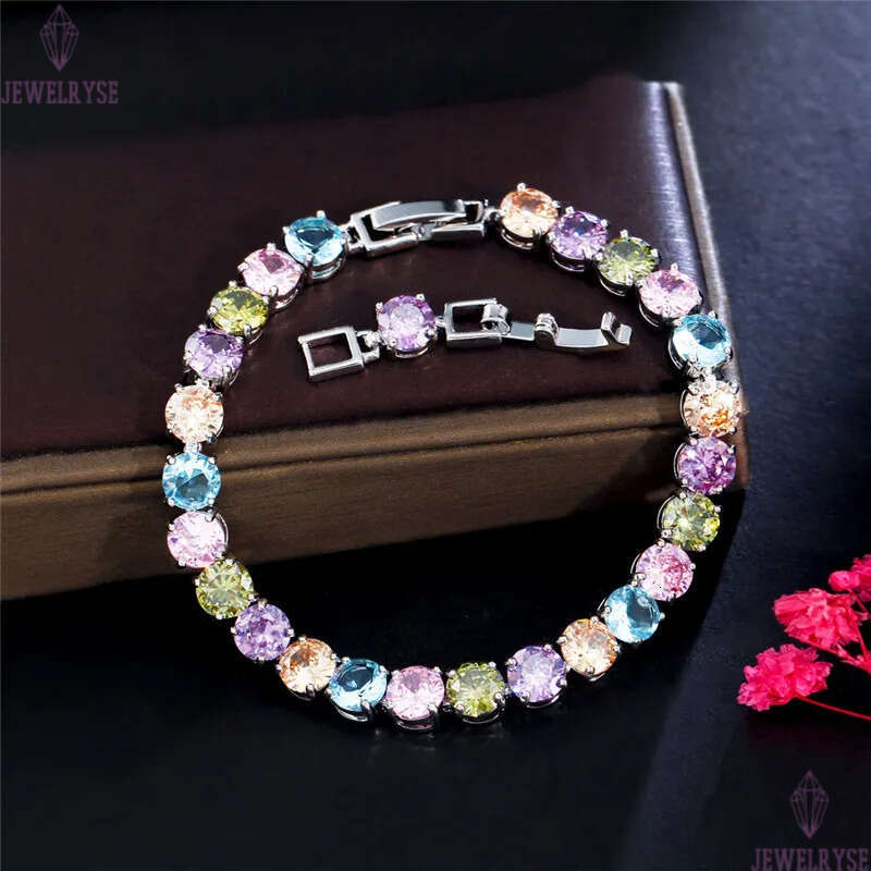 fashion diamond tennis bracelet designer for woman party colorful AAA cubic zirconia copper love silver womens bracelets luxury jewelry friend gift