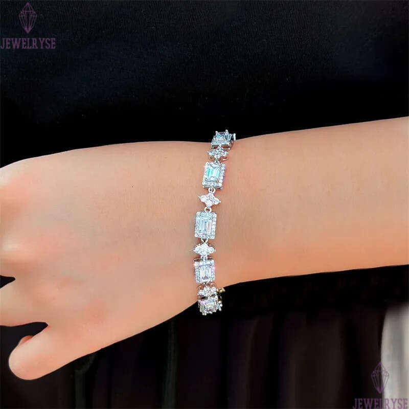 luxury exquisite square AAA cubic zirconia designer bracelet for woman chian silver diamond charm wedding engagement bracelets jewelry women party gir