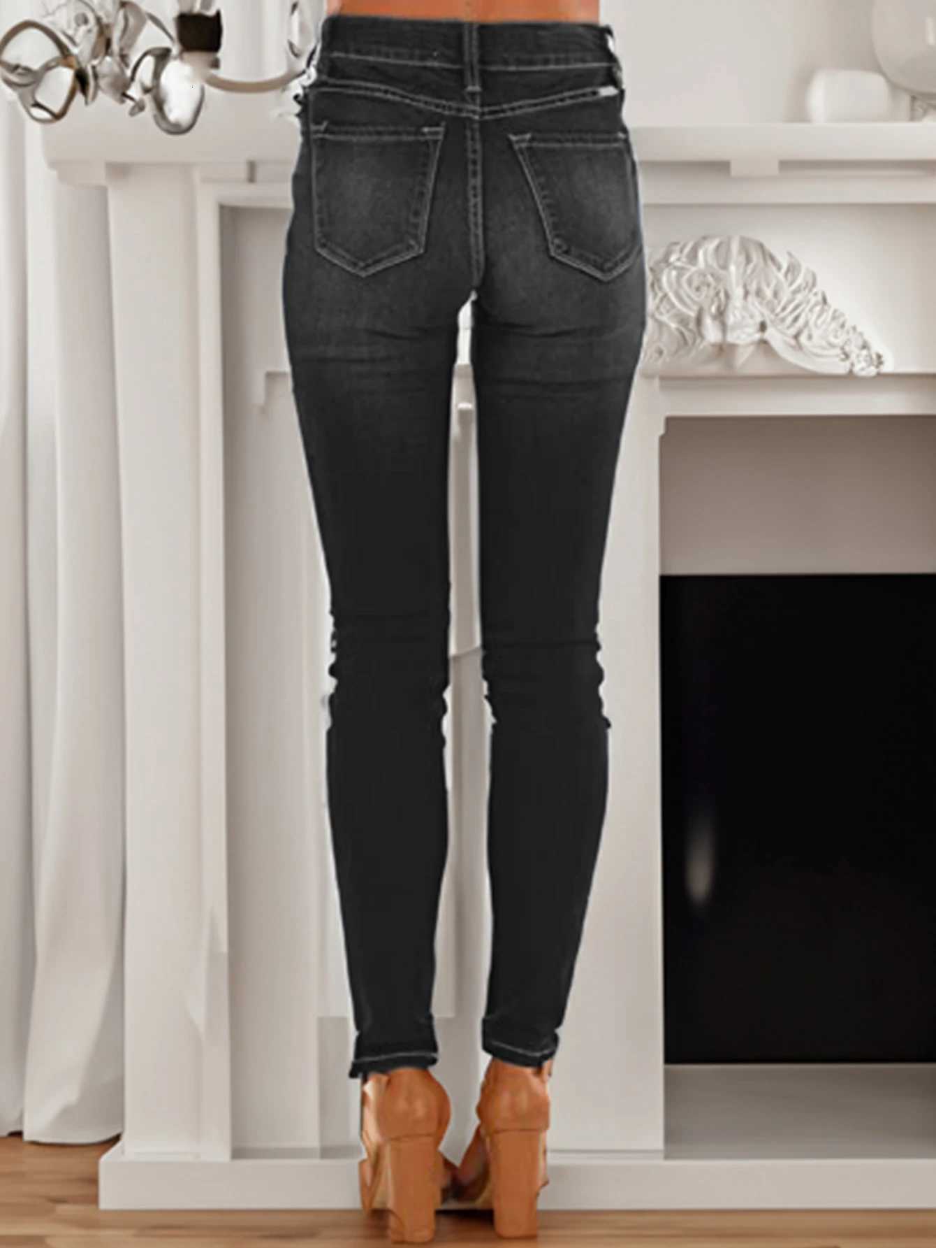 Womens high-elastic slim-fit jeans Spice Girls fashionable casual jeansT251208