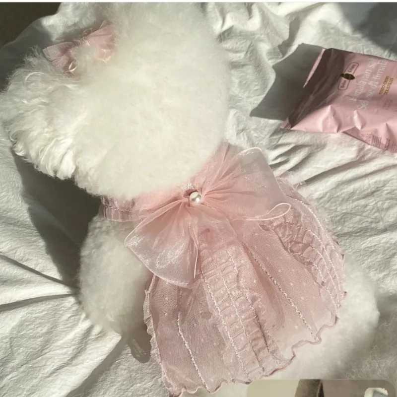 Wedding Dress Dog Dresses for Small Dogs Pet Wedding Dress Summer Mesh Strap ClothesThin Cat Princess Skirt Pet Puff SkirtTeddy M251208