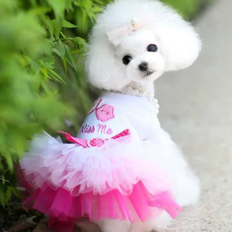 Spring Dog Lace Dress Pet Dog Clothes For Small Dog Party Birthday Wedding Dress Puppy Costume Pet Clothes M251208