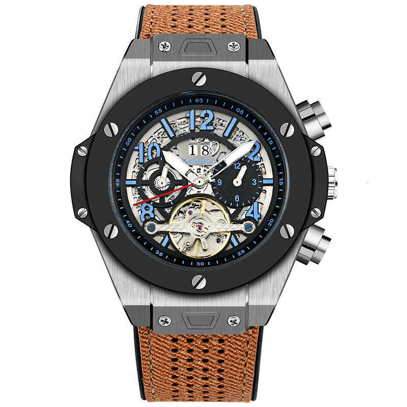 Hot-Selling Genuine Belt Tourbillon Automatic Mechanical Waterproof Luminous Business Men's Watch