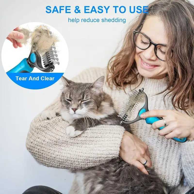 2in1 Stainless Pet Deshedding Brush Dog Hair Remover Pet Fur Knot Cutter Puppy Cat Comb Brushes Dogs Grooming Shedding Supplies M251208 - view 7