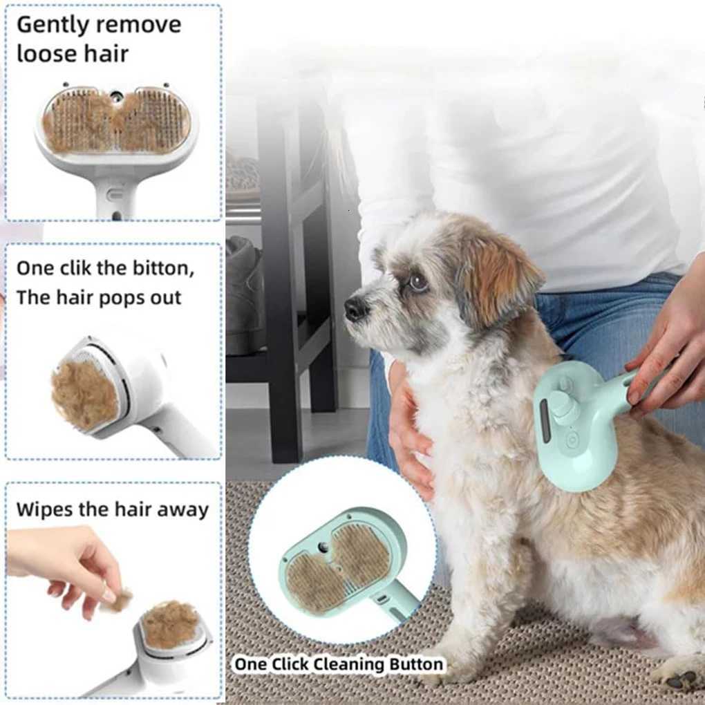 Pet Spray Grooming Comb Steamy Floating Hair Removal Cleaning Steam Brush Styling supplies For Dogs Cats Accessories M251208