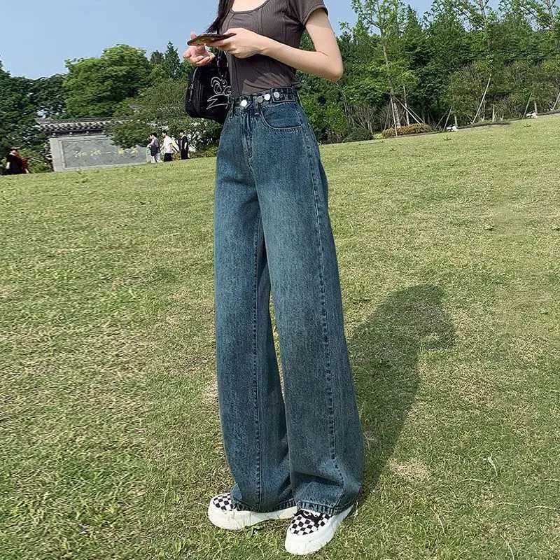 High Waist Wide-leg Jeans for Women in 2025 Straight Loose New Summer Thin Style to Make Them Look SlimT251208