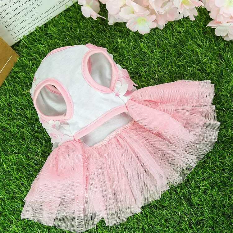 Lace Chiffon Dress For Small Dog Flowers Fashion Party Birthday Puppy Wedding Dress Summer Cute Costume Clothes For Pet dogs M251208