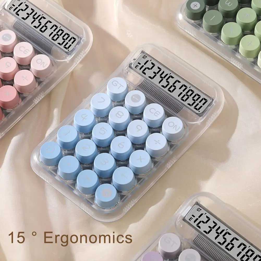 Gradient Colour Desktop Calcator Cute 12 Digit Large LCD Display Round Button Mechanical Keyboard Countertop Off Calcator H251208